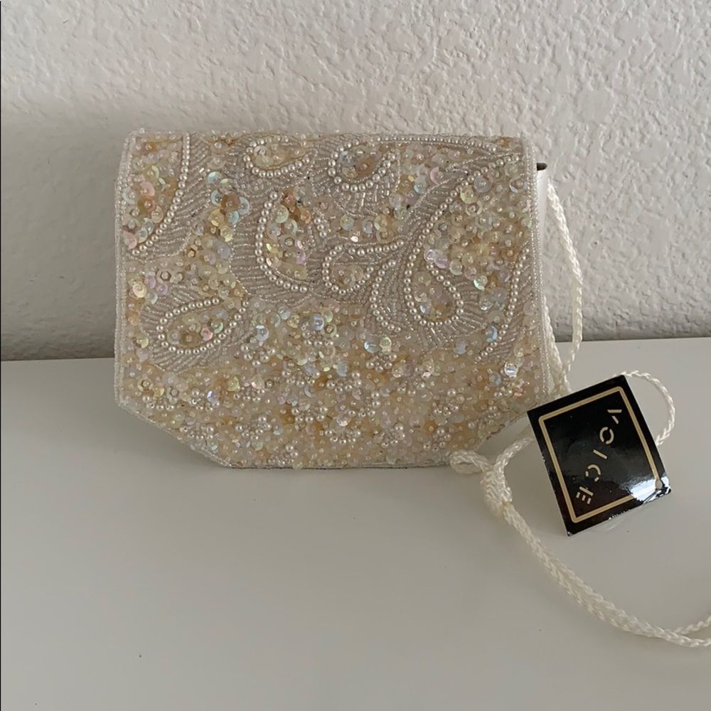Vtg Voice beaded evening clutch